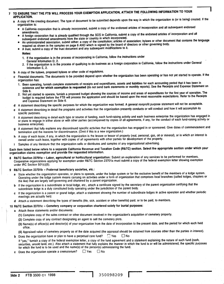 Application for Tax Exemption (California)(Page 2)