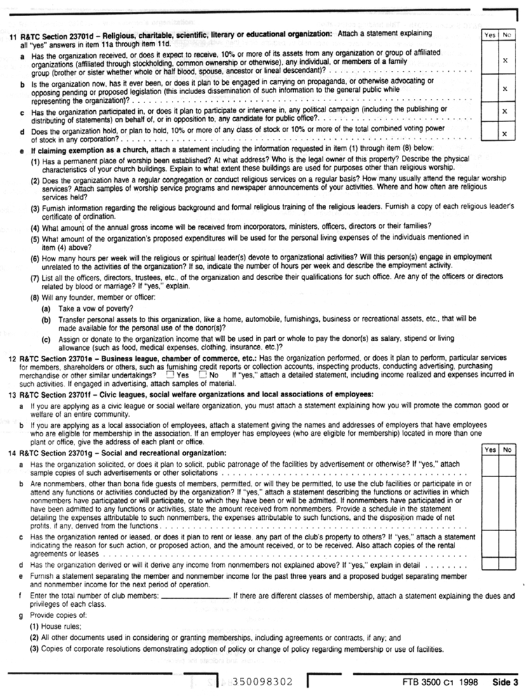 Application for Tax Exemption (California)(Page 3)