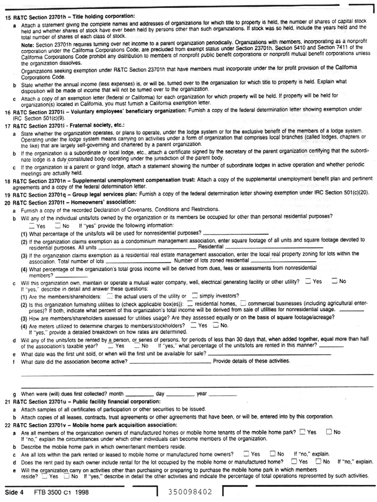 Application for Tax Exemption (California)(Page 4)
