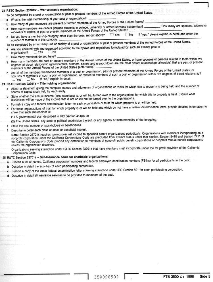 Application for Tax Exemption (California)(Page 5)